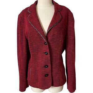 Kay Unger Deep Red Blazer with Black Accents Size 16